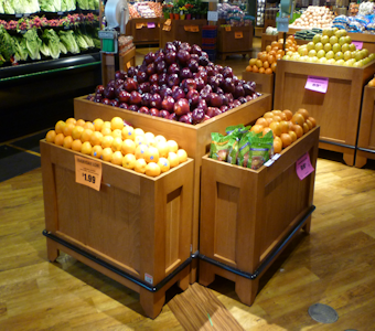 Wood Display Bins, Produce Fixtures