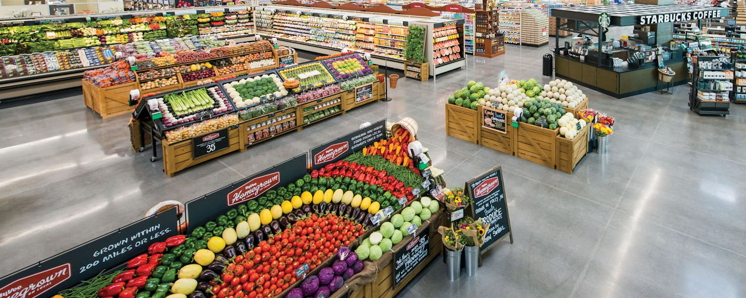 Produce displays & fixtures, orchard bins, Euro slant tables